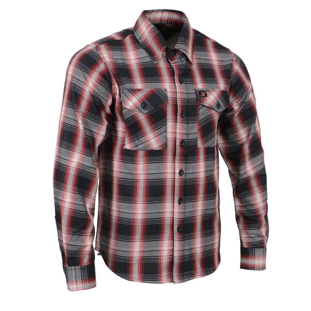 Milwaukee Leather MNG11659 Men's Black and White with Red Long Sleeve Cotton Flannel Shirt -  LEATHER STYLE  MEN 