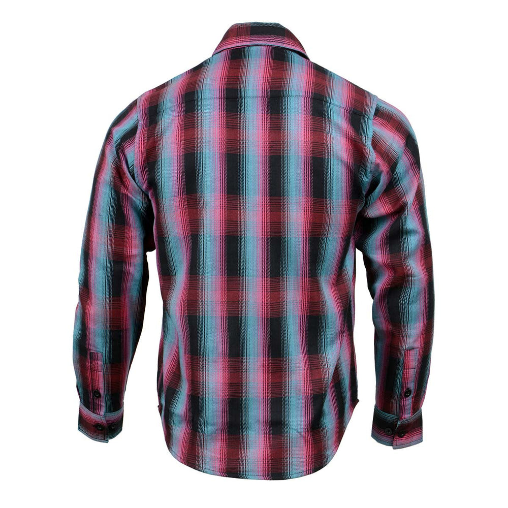 Milwaukee Leather MNG11660 Men's Black and Pink with Blue Long Sleeve Cotton Flannel Shirt -  LEATHER STYLE  MEN 