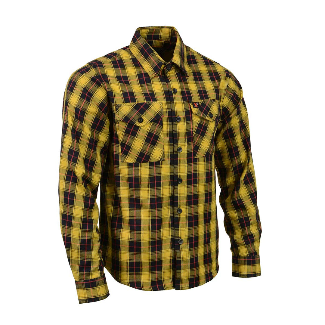 Milwaukee Leather MNG11666 Men's Black and Red with Yellow Long Sleeve Cotton Flannel Shirt -  LEATHER STYLE  MEN 