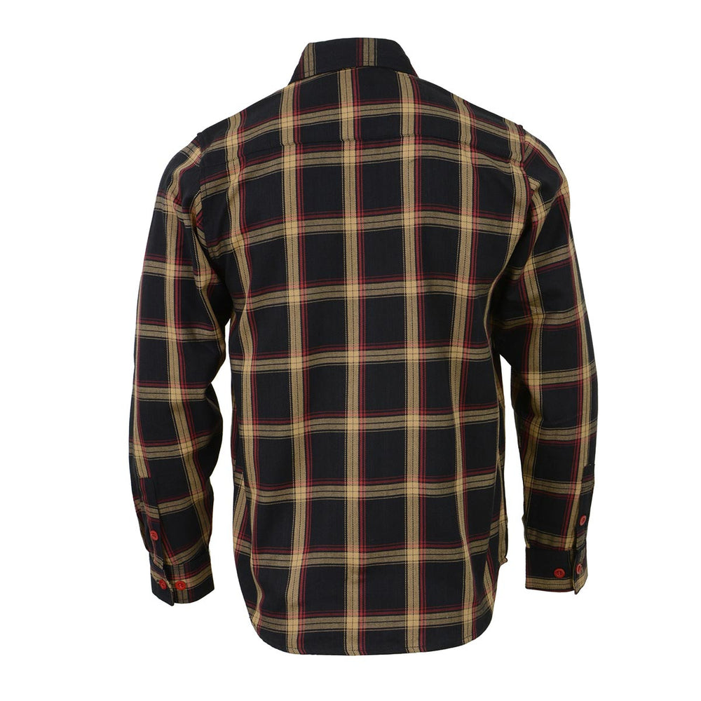 Milwaukee Leather MNG11669 Men's Black and Yellow with Red Long Sleeve Cotton Flannel Shirt -  LEATHER STYLE  MEN 