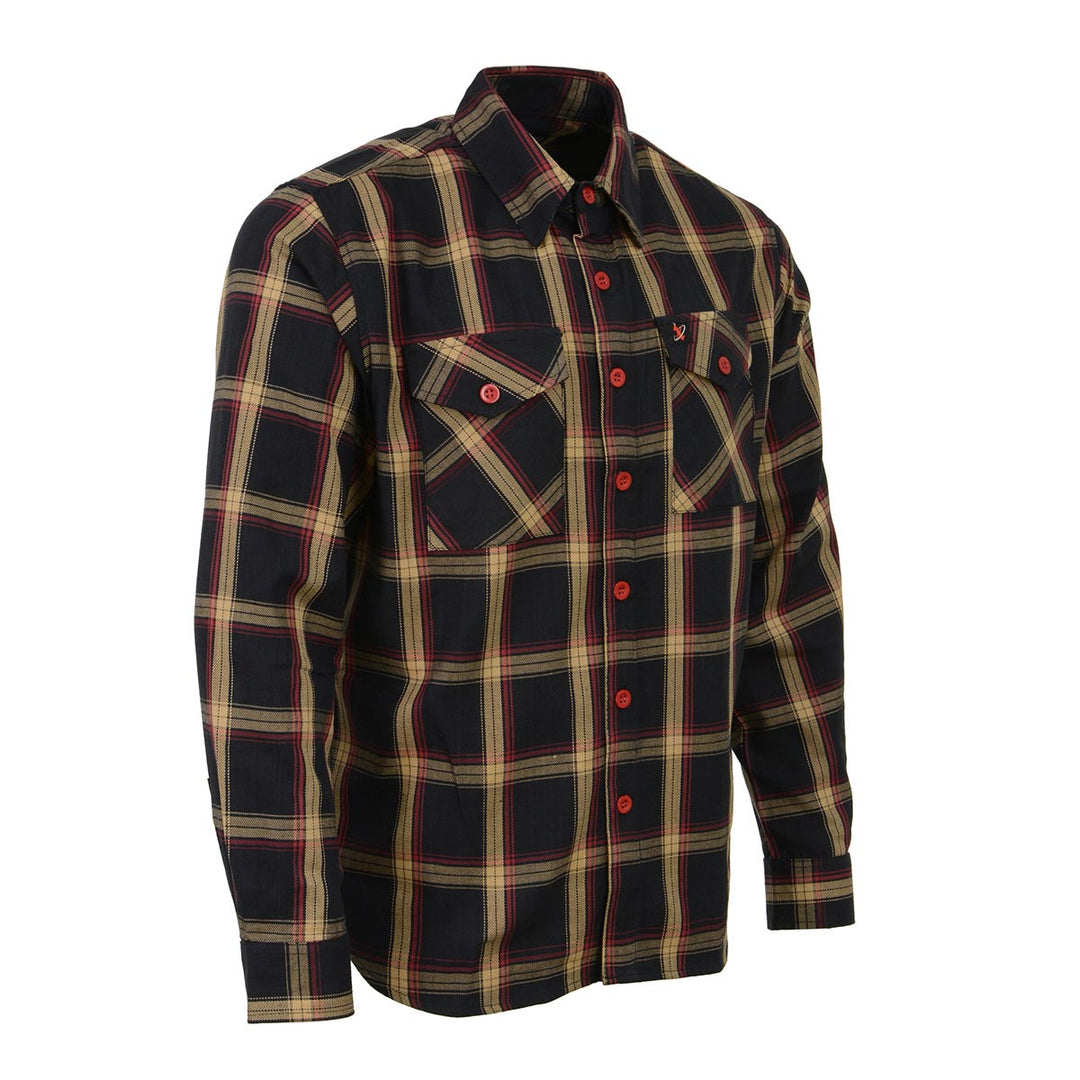 Milwaukee Leather MNG11669 Men's Black and Yellow with Red Long Sleeve Cotton Flannel Shirt -  LEATHER STYLE  MEN 