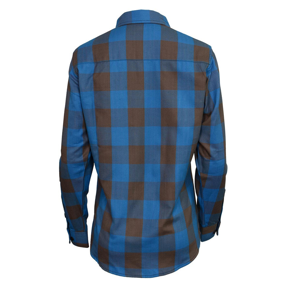 Milwaukee Leather MNG21618 Women's Brown and Aqua Long Sleeve Cotton Flannel Shirt -  LEATHER STYLE  MEN 
