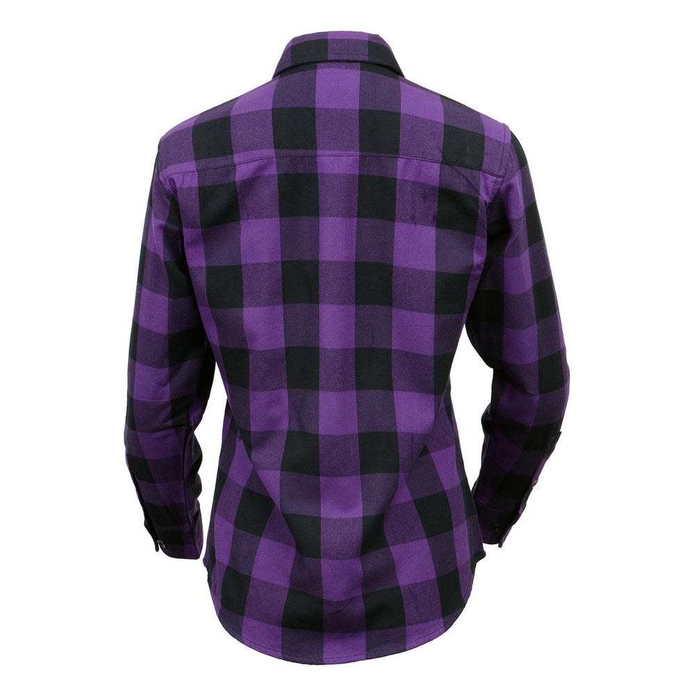 Milwaukee Leather MNG21619 Women's Black and Purple Long Sleeve Cotton Flannel Shirt -  LEATHER STYLE  MEN 