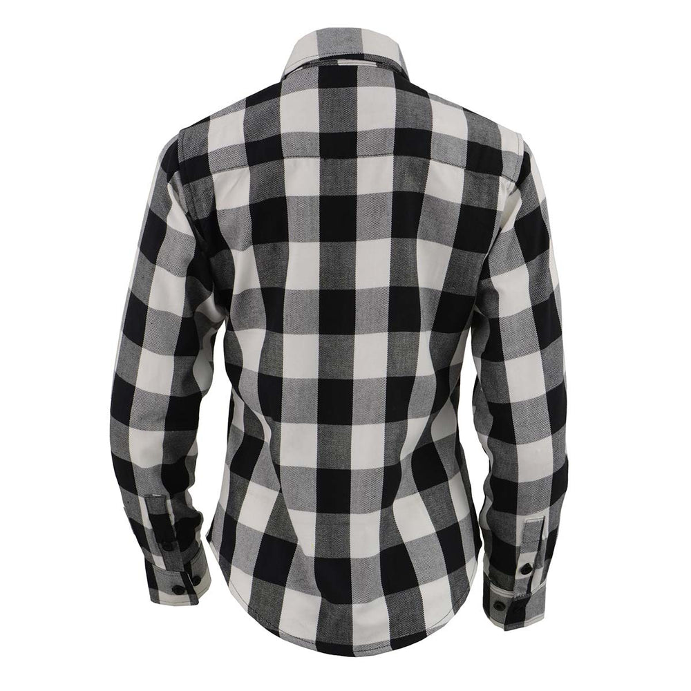 Milwaukee Leather MNG21633 Women's Casual Black and White Long Sleeve Cotton Flannel Shirt -  LEATHER STYLE  MEN 