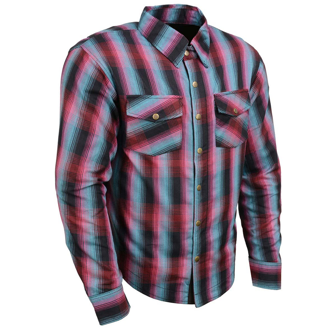 Milwaukee Leather MPM1654 Men's Plaid Flannel Biker Shirt with CE ApprMy Store LEATHER STYLE  MEN Milwaukee Leather MPM1654 Men'Milwaukee Leather MPM1654 Men's Plaid Flannel Biker Shirt with CE Approved Armor - Reinforced w/ Aramid Fiber


Outside Features

Made Of 90 % 14.5oz Premium Cotton 